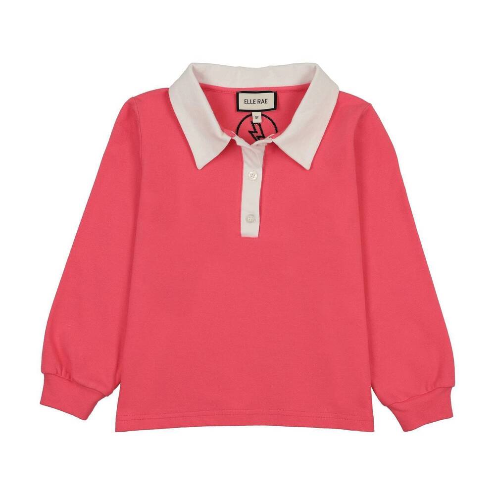 NEW ELLE RAE girls pique polo in hot pink